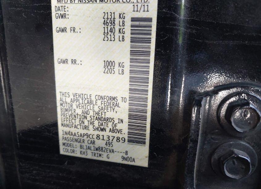 Photo 9 of 2012 Nissan Maxima 3.5 SV (VIN 1N4AA5AP9CC813789)