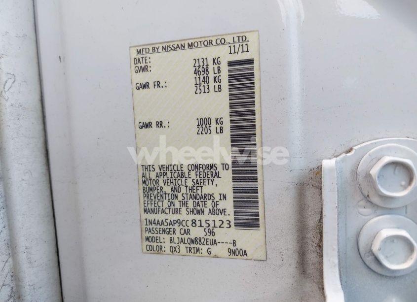 Photo 9 of 2012 Nissan Maxima 3.5 S (VIN 1N4AA5AP9CC815123)