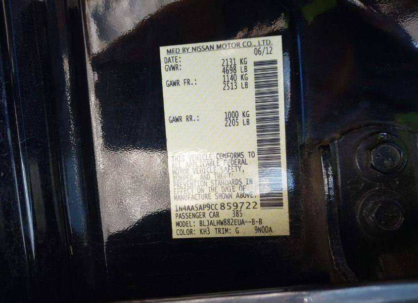 Photo 9 of 2012 Nissan Maxima 3.5 SV (VIN 1N4AA5AP9CC859722)