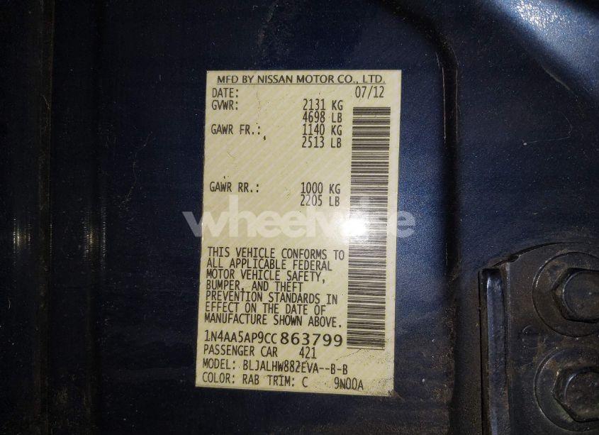 Photo 9 of 2012 Nissan Maxima 3.5 SV (VIN 1N4AA5AP9CC863799)