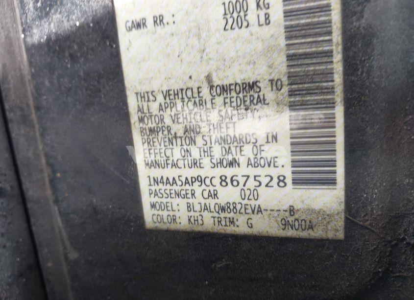 Photo 9 of 2012 Nissan Maxima 3.5 S (VIN 1N4AA5AP9CC867528)