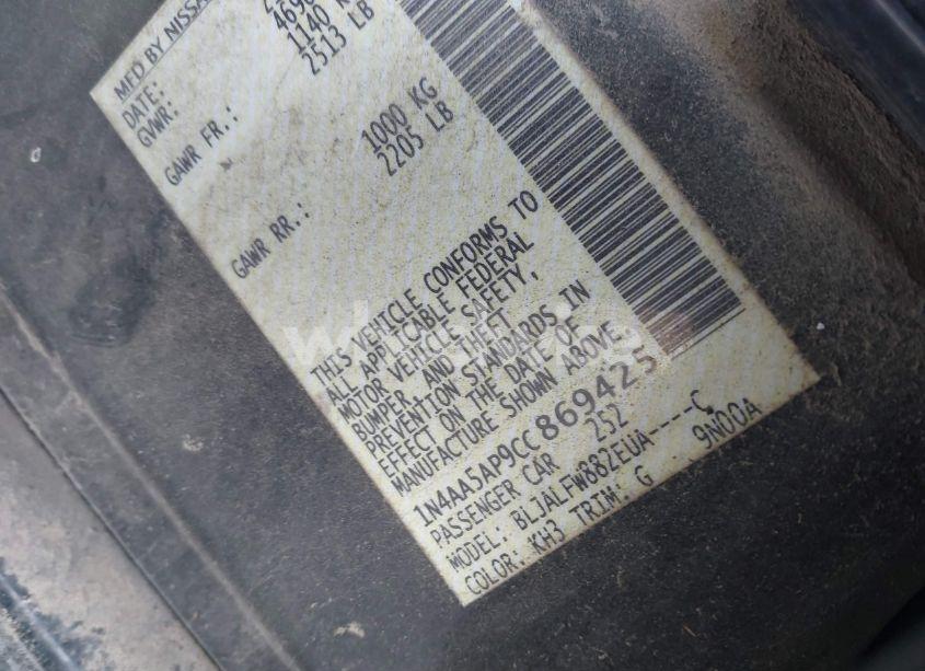 Photo 9 of 2012 Nissan Maxima 3.5 SV (VIN 1N4AA5AP9CC869425)