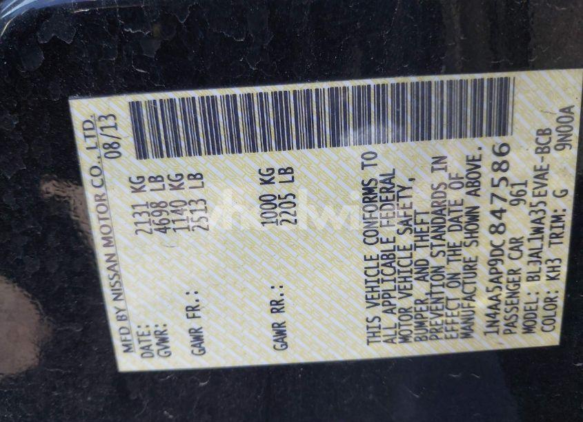 Photo 9 of 2013 Nissan Maxima 3.5 SV (VIN 1N4AA5AP9DC847586)