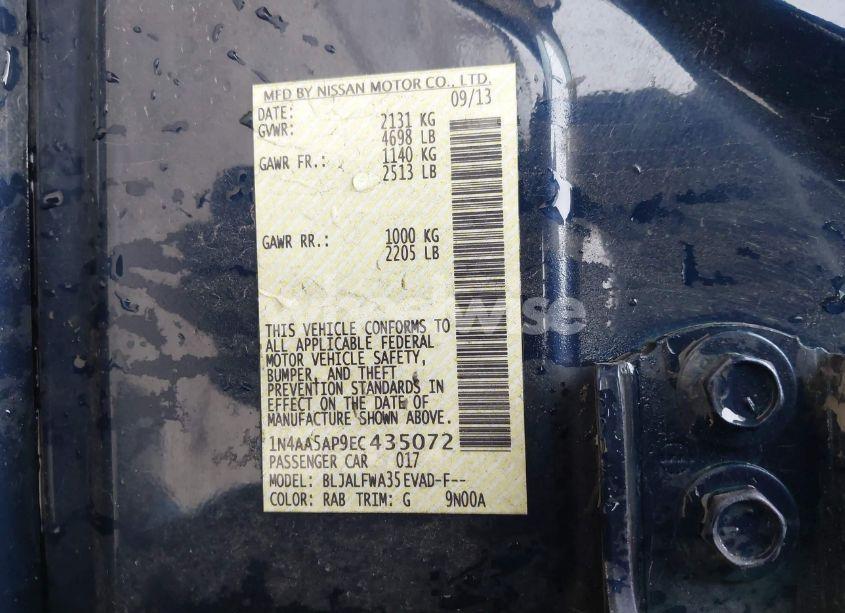 Photo 9 of 2014 Nissan Maxima 3.5 SV (VIN 1N4AA5AP9EC435072)