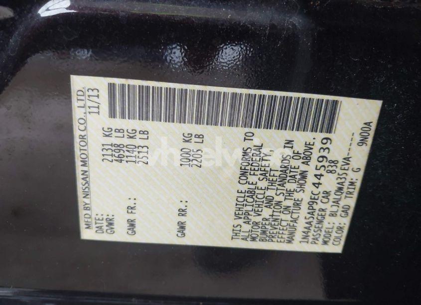 Photo 9 of 2014 Nissan Maxima 3.5 S (VIN 1N4AA5AP9EC445939)