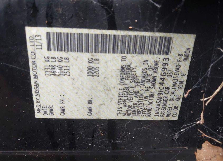 Photo 9 of 2014 Nissan Maxima 3.5 SV (VIN 1N4AA5AP9EC446993)