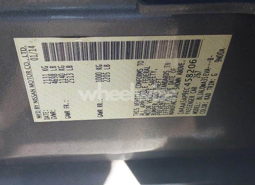 Photo 9 of 2014 Nissan Maxima 3.5 S/3.5 SV (VIN 1N4AA5AP9EC458206)