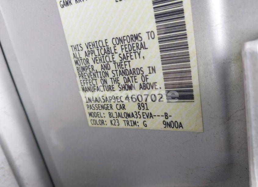 Photo 9 of 2014 Nissan Maxima 3.5 S/3.5 SV (VIN 1N4AA5AP9EC460702)