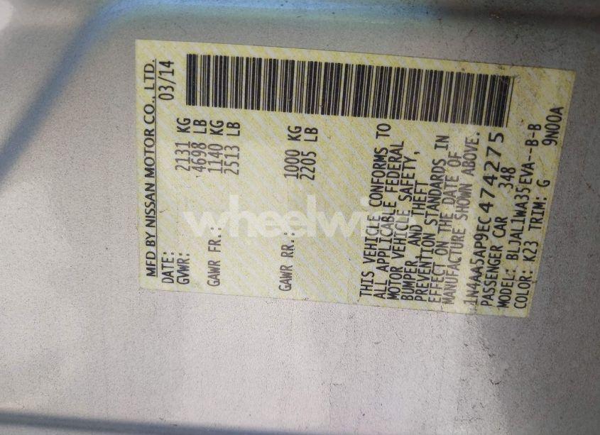 Photo 9 of 2014 Nissan Maxima 3.5 SV (VIN 1N4AA5AP9EC474275)