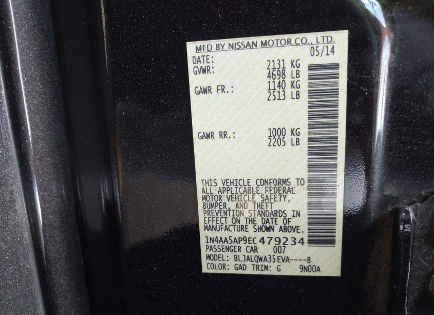 Photo 9 of 2014 Nissan Maxima 3.5 S (VIN 1N4AA5AP9EC479234)