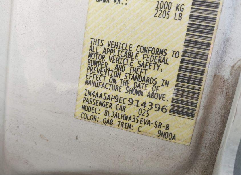 Photo 9 of 2014 Nissan Maxima 3.5 SV (VIN 1N4AA5AP9EC914396)