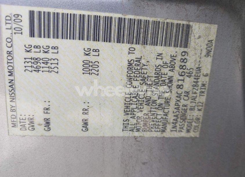 Photo 9 of 2010 Nissan Maxima 3.5 SV (VIN 1N4AA5APXAC816889)