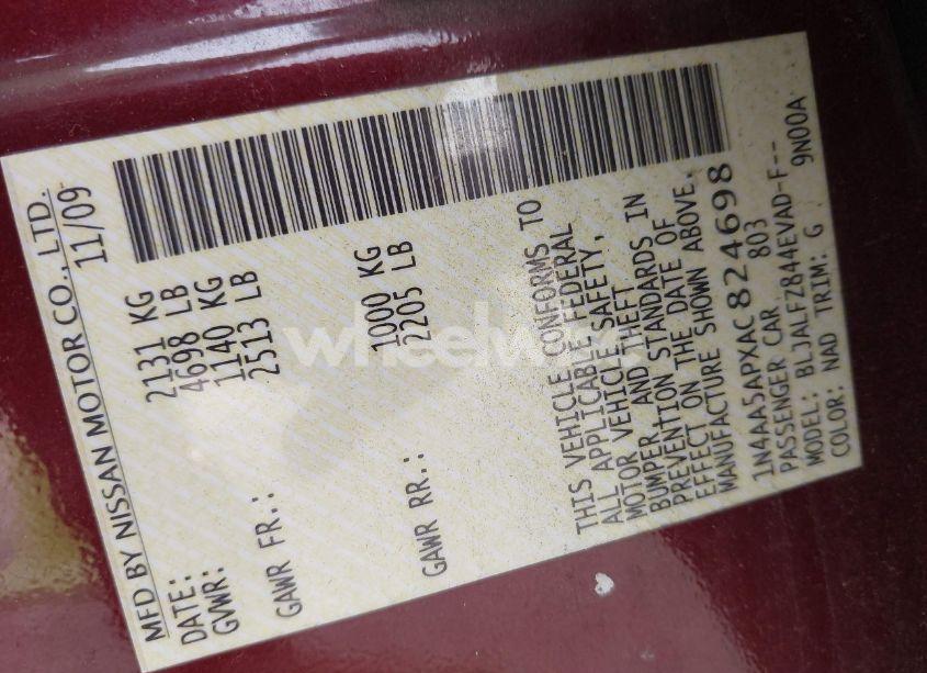 Photo 9 of 2010 Nissan Maxima 3.5 SV (VIN 1N4AA5APXAC824698)