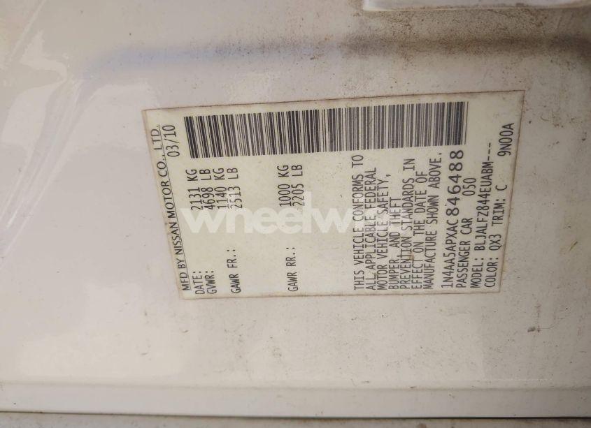 Photo 9 of 2010 Nissan Maxima 3.5 SV (VIN 1N4AA5APXAC846488)