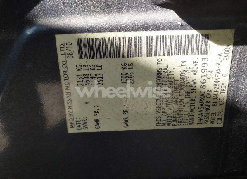 Photo 9 of 2010 Nissan Maxima 3.5 SV (VIN 1N4AA5APXAC861993)