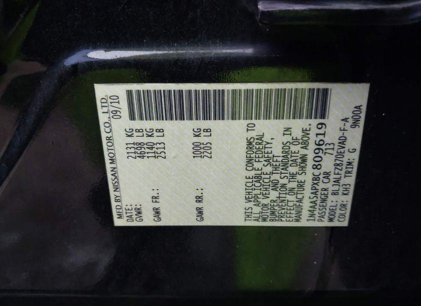 Photo 9 of 2011 Nissan Maxima 3.5 SV (VIN 1N4AA5APXBC809619)