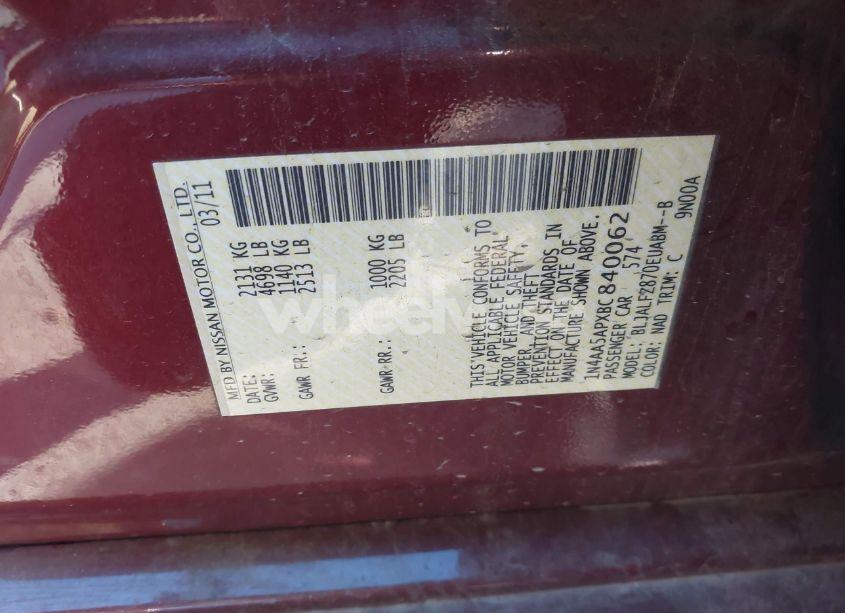 Photo 9 of 2011 Nissan Maxima 3.5 SV (VIN 1N4AA5APXBC840062)