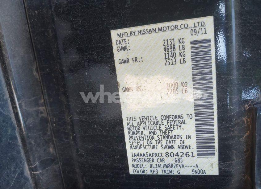 Photo 9 of 2012 Nissan Maxima 3.5 SV (VIN 1N4AA5APXCC804261)