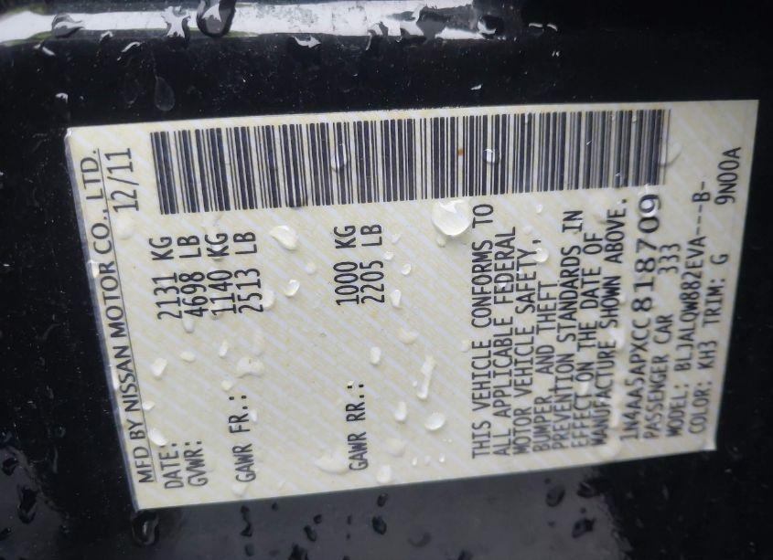 Photo 9 of 2012 Nissan Maxima 3.5 S (VIN 1N4AA5APXCC818709)