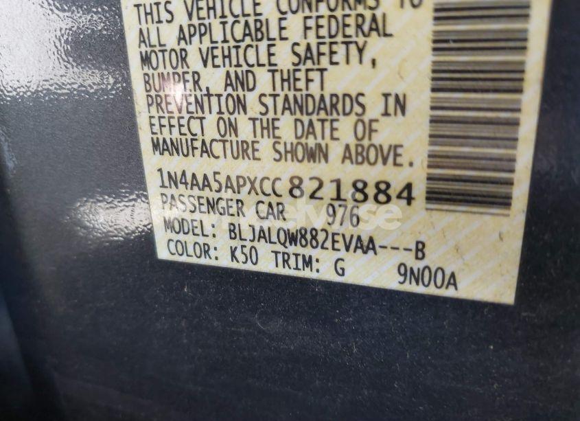 Photo 9 of 2012 Nissan Maxima 3.5 S (VIN 1N4AA5APXCC821884)