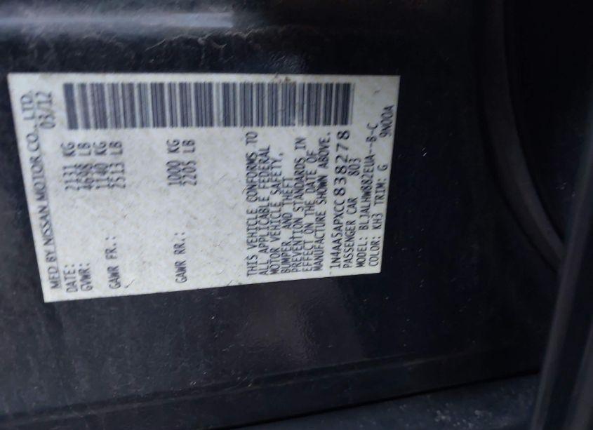 Photo 9 of 2012 Nissan Maxima 3.5 SV (VIN 1N4AA5APXCC838278)