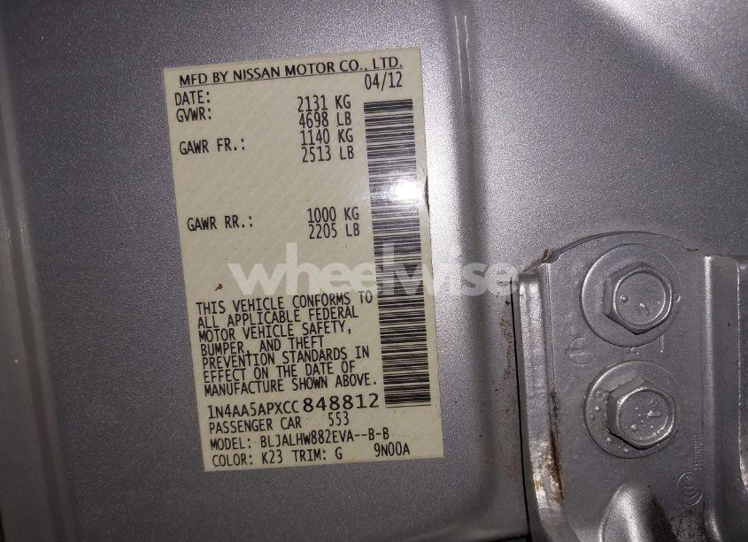 Photo 9 of 2012 Nissan Maxima 3.5 SV (VIN 1N4AA5APXCC848812)