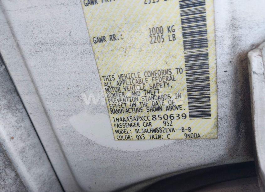 Photo 9 of 2012 Nissan Maxima 3.5 SV (VIN 1N4AA5APXCC850639)