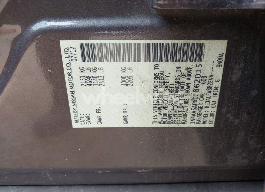 Photo 9 of 2012 Nissan Maxima 3.5 SV (VIN 1N4AA5APXCC862015)