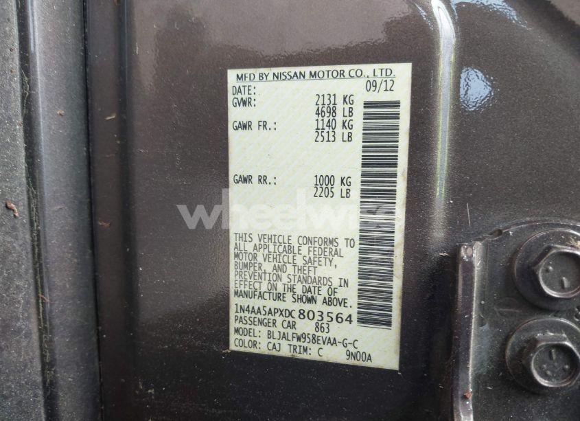 Photo 9 of 2013 Nissan Maxima 3.5 SV (VIN 1N4AA5APXDC803564)