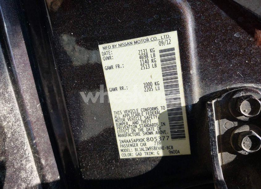 Photo 9 of 2013 Nissan Maxima 3.5 SV (VIN 1N4AA5APXDC805377)