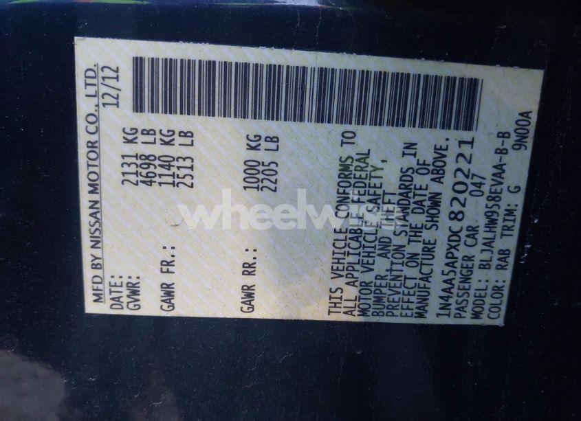 Photo 9 of 2013 Nissan Maxima 3.5 SV (VIN 1N4AA5APXDC820221)