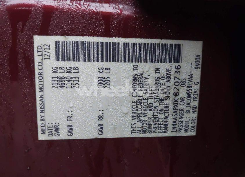 Photo 9 of 2013 Nissan Maxima 3.5 S (VIN 1N4AA5APXDC820736)