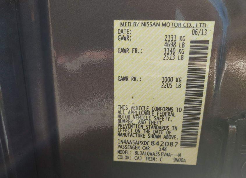 Photo 9 of 2013 Nissan Maxima 3.5 S (VIN 1N4AA5APXDC842087)