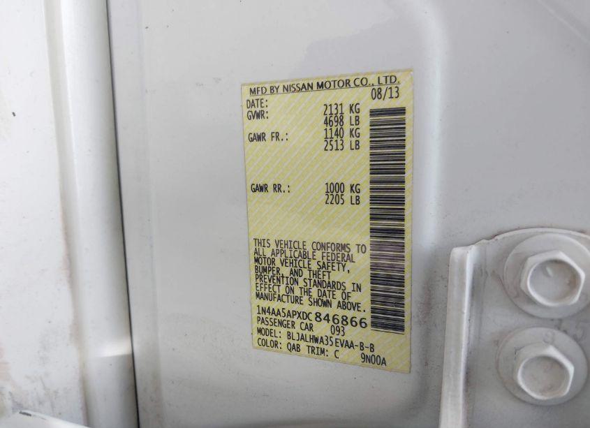 Photo 9 of 2013 Nissan Maxima 3.5 SV (VIN 1N4AA5APXDC846866)