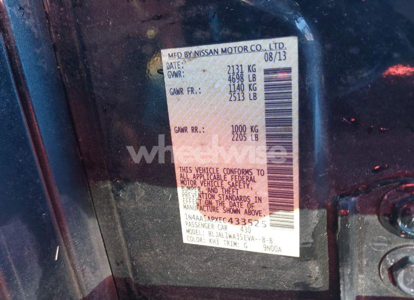 Photo 9 of 2014 Nissan Maxima 3.5 SV (VIN 1N4AA5APXEC433525)