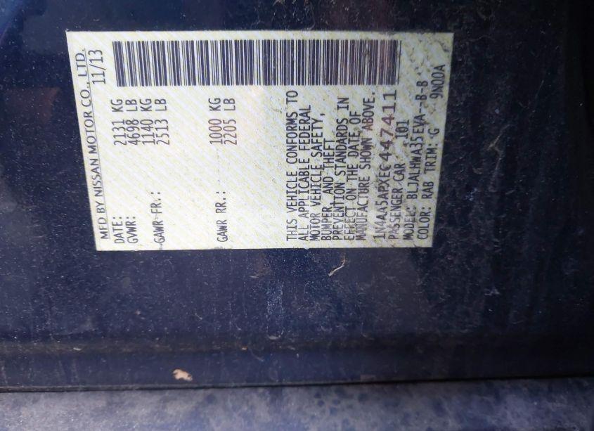 Photo 9 of 2014 Nissan Maxima 3.5 SV (VIN 1N4AA5APXEC447411)