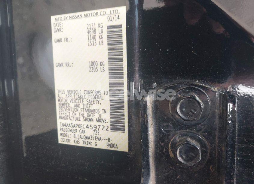 Photo 9 of 2014 Nissan Maxima 3.5 S/3.5 SV (VIN 1N4AA5APXEC459722)