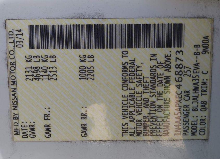 Photo 9 of 2014 Nissan Maxima 3.5 SV (VIN 1N4AA5APXEC468873)