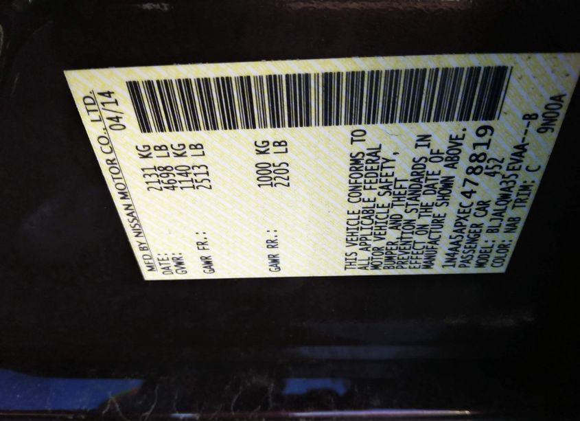 Photo 9 of 2014 Nissan Maxima 3.5 S (VIN 1N4AA5APXEC478819)