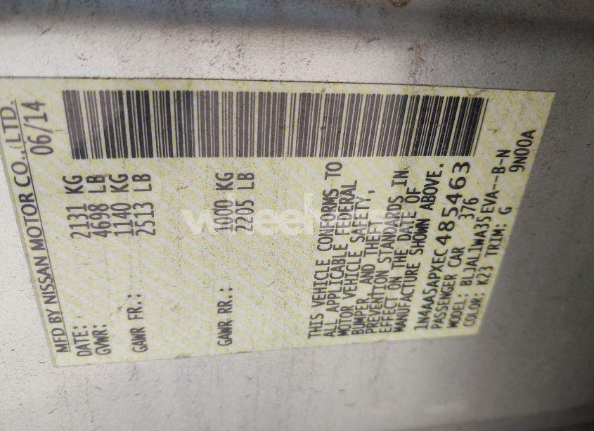 Photo 9 of 2014 Nissan Maxima 3.5 SV (VIN 1N4AA5APXEC485463)