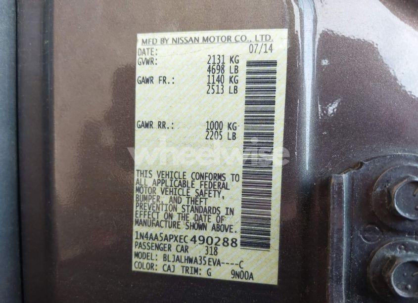 Photo 9 of 2014 Nissan Maxima 3.5 SV (VIN 1N4AA5APXEC490288)