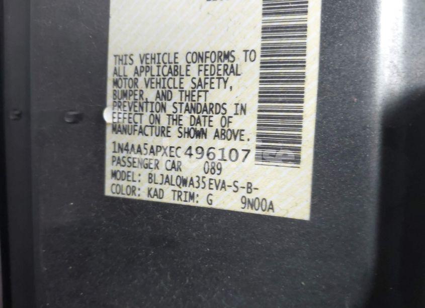 Photo 9 of 2014 Nissan Maxima (VIN 1N4AA5APXEC496107)