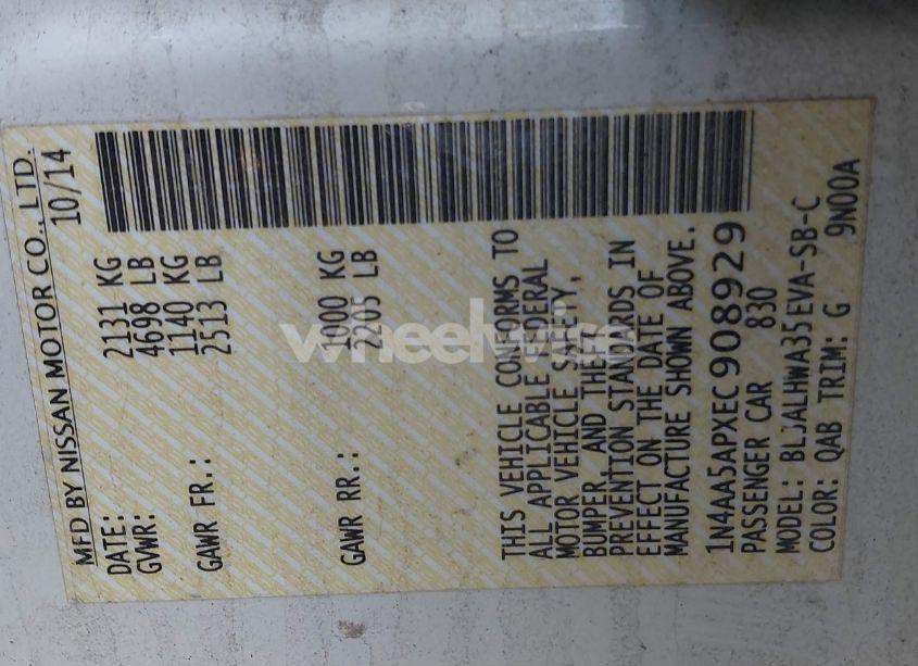 Photo 9 of 2014 Nissan Maxima 3.5 SV (VIN 1N4AA5APXEC908929)