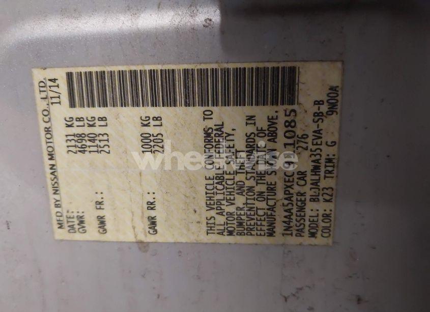 Photo 9 of 2014 Nissan Maxima 3.5 SV (VIN 1N4AA5APXEC911085)