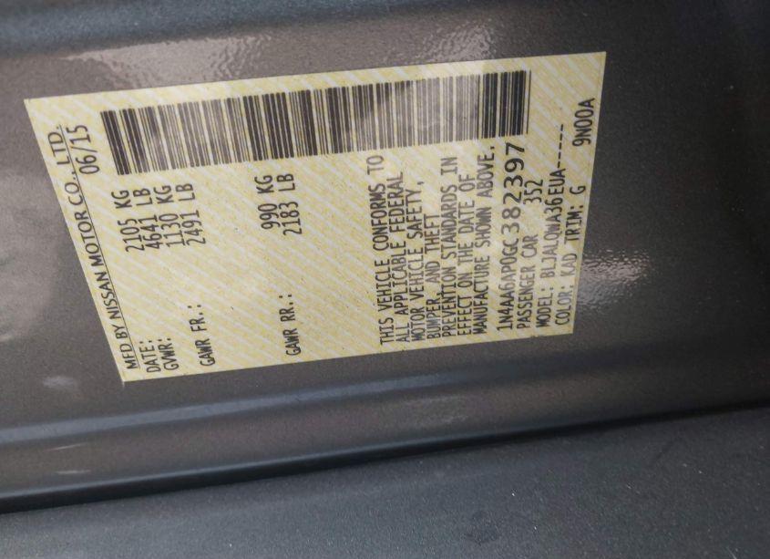 Photo 9 of 2016 Nissan Maxima 3.5 PLATINUM/3.5 S/3.5 SL/3.5 SR/3.5 SV (VIN 1N4AA6AP0GC382397)