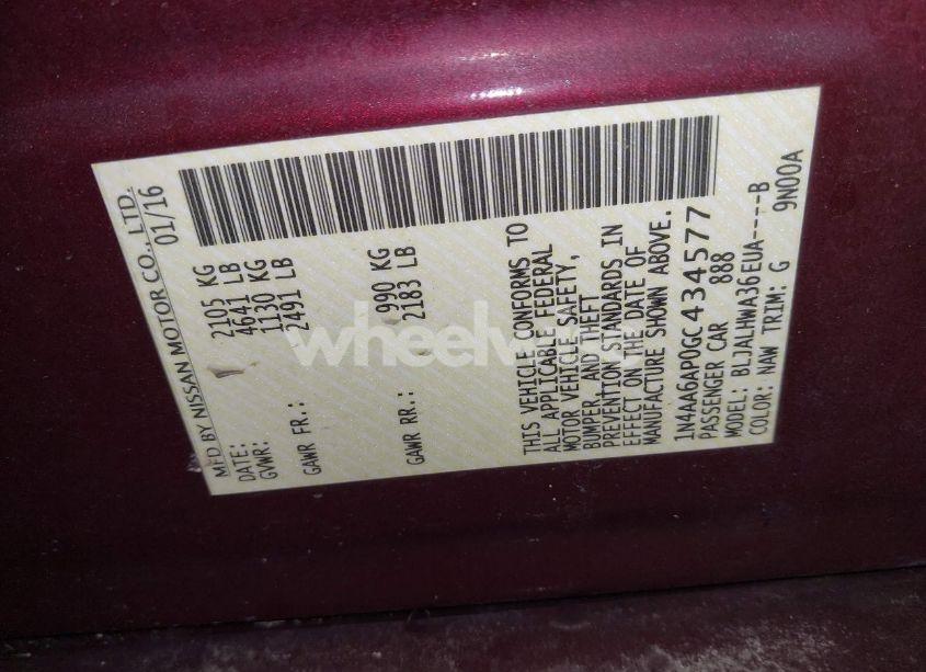 Photo 9 of 2016 Nissan Maxima 3.5 PLATINUM (VIN 1N4AA6AP0GC434577)