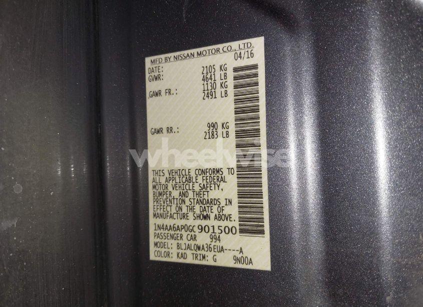 Photo 9 of 2016 Nissan Maxima 3.5 S (VIN 1N4AA6AP0GC901500)