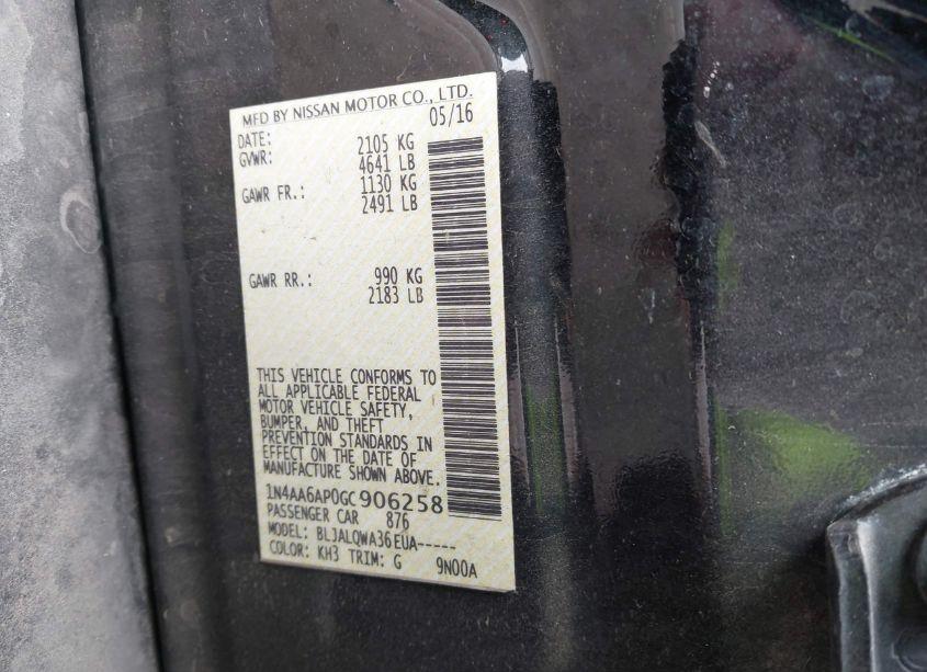 Photo 9 of 2016 Nissan Maxima 3.5 S (VIN 1N4AA6AP0GC906258)