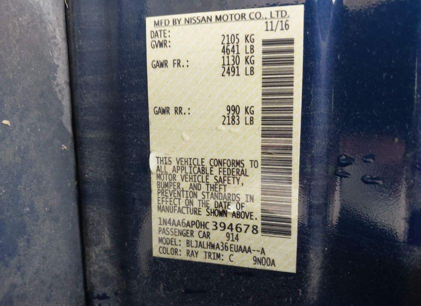 Photo 9 of 2017 Nissan Maxima 3.5 PLATINUM (VIN 1N4AA6AP0HC394678)