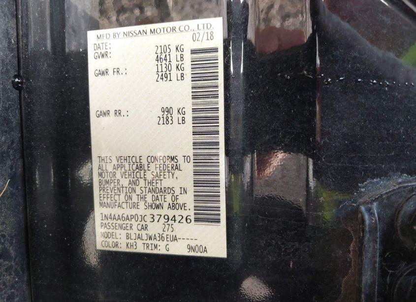 Photo 9 of 2018 Nissan Maxima 3.5 SV (VIN 1N4AA6AP0JC379426)